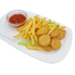 20.Pommefritter og 4 stk nuggets 700ml